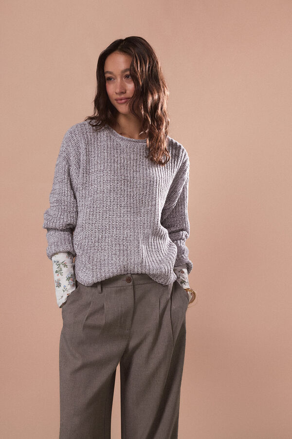 Slowlove Jersey punto perlado Cinzento