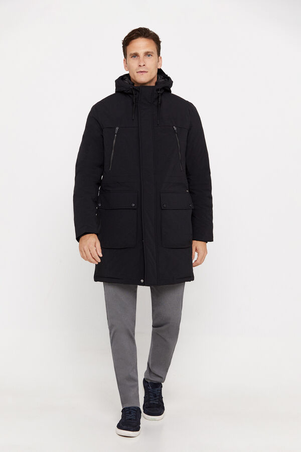 Cortefiel Parka larga Negro