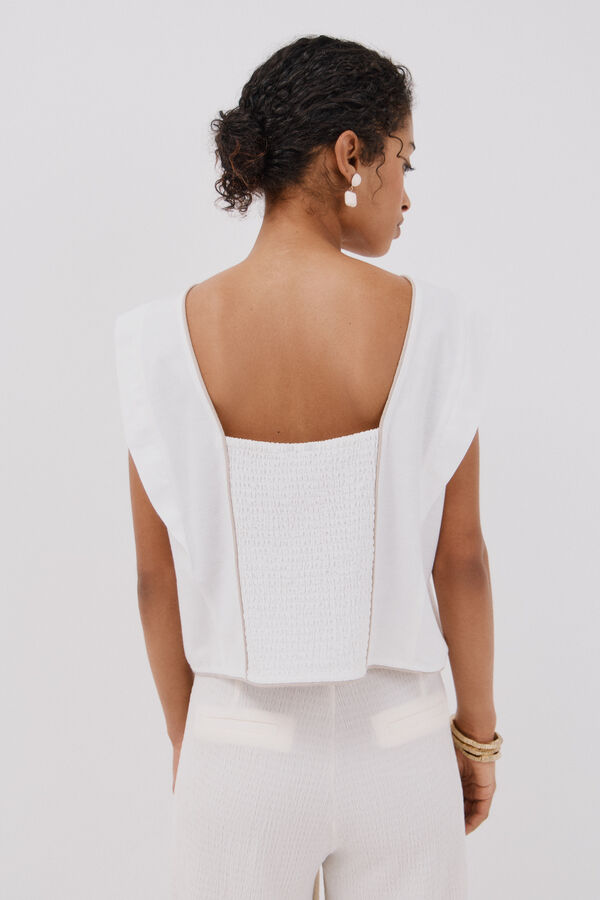 Cortefiel Blusa bordado contrastante Branco