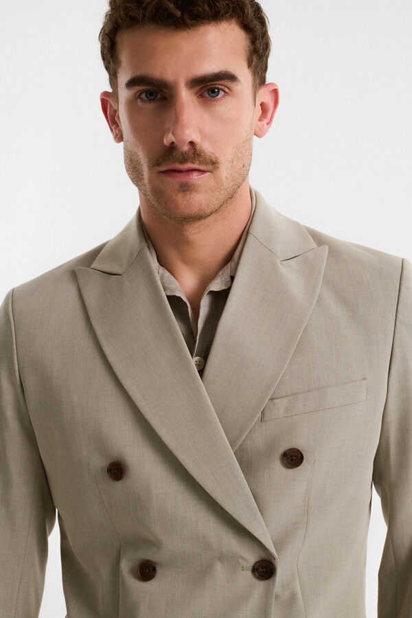 Selected Americana de traje cruzada Slim Fit con doble botonadura Verde