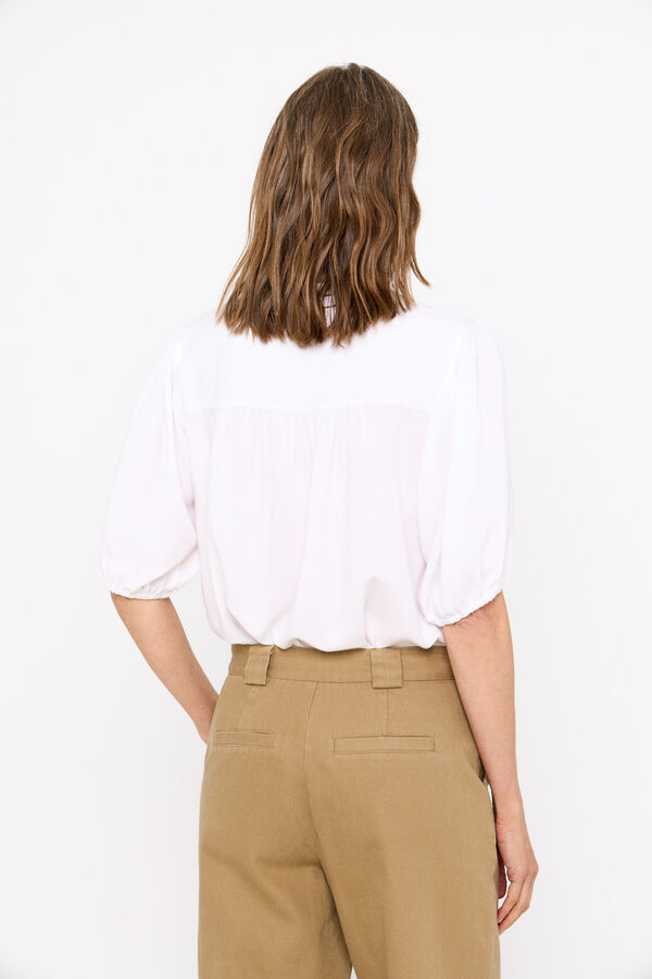 Cortefiel Blusa estampada de manga curta Branco