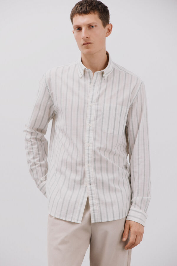 Cortefiel Camisa rayas Verde