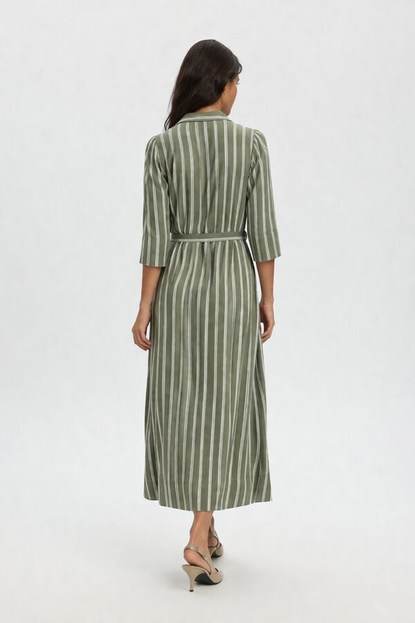 Selected Vestido largo estampado Verde