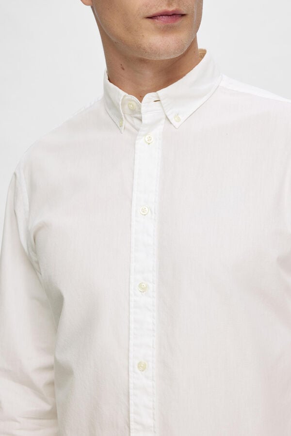 Selected Camisa de manga comprida Slim Fit confecionada com algod&atilde;o reciclado Branco