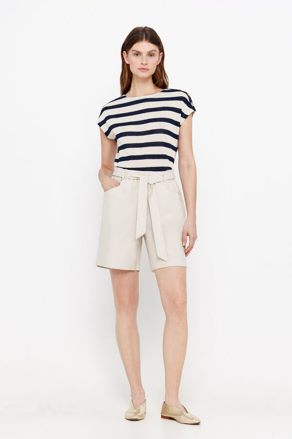 Cortefiel Cal&ccedil;as bermuda linho Castanho