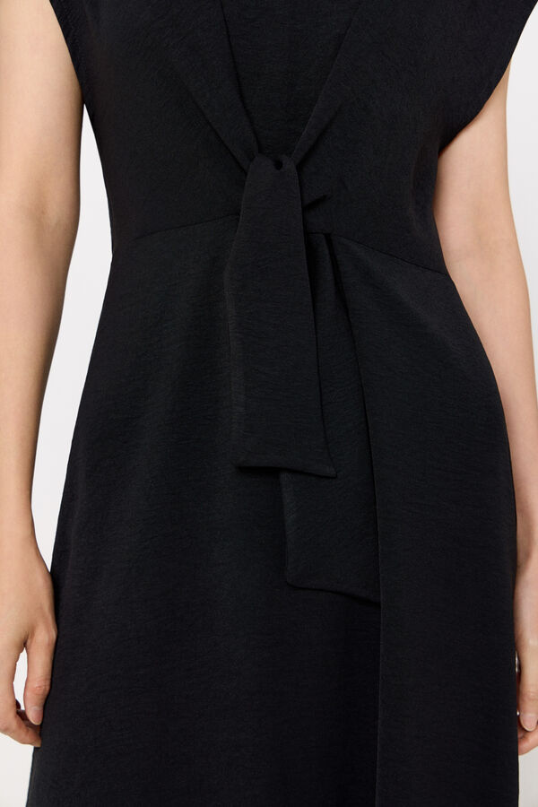 Cortefiel Vestido largo manga caida Negro