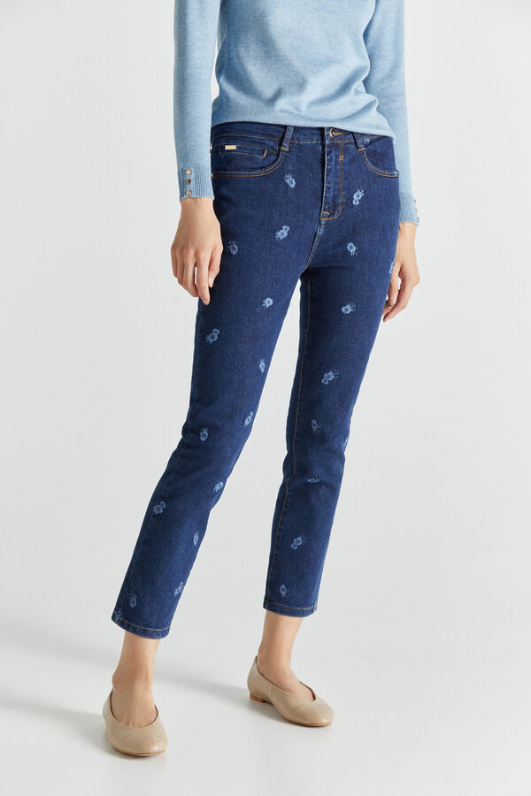 Cortefiel Calças jeans bordadas Azul