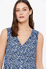 Cortefiel Top con botones Estampado azul