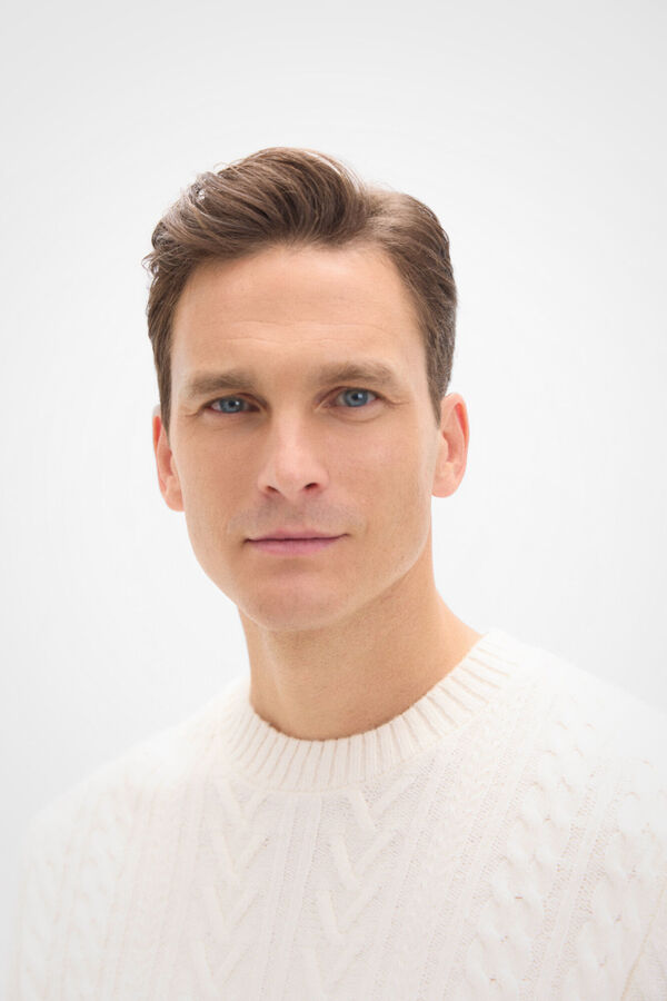 Cortefiel Jersey torcidos gola redonda Ecru