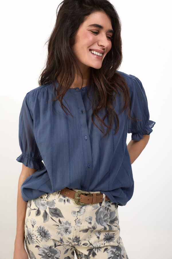 Slowlove Blusa dobby fluida Azul