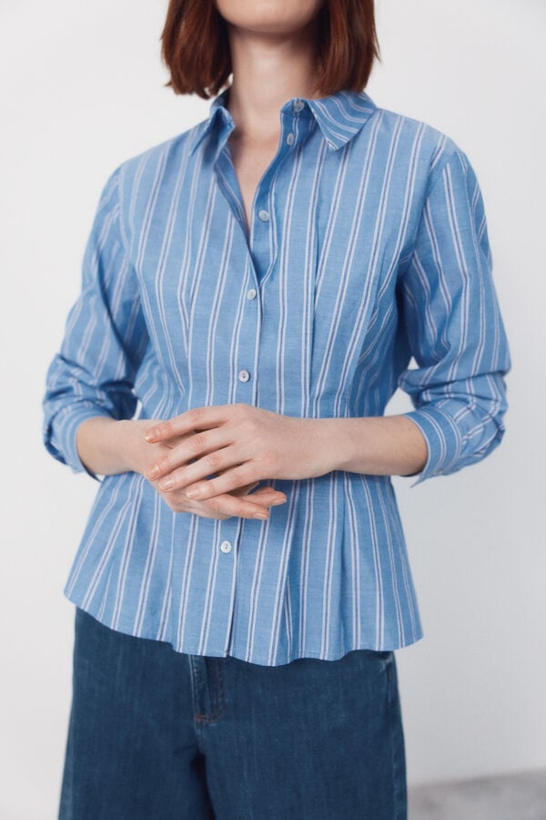 Cortefiel Camisa riscas ajustada Azul