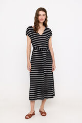 Cortefiel Vestido rayas estructura Negro