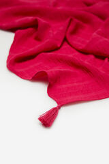 Cortefiel Lenço de seda efeito enrugado com pompons Rosa