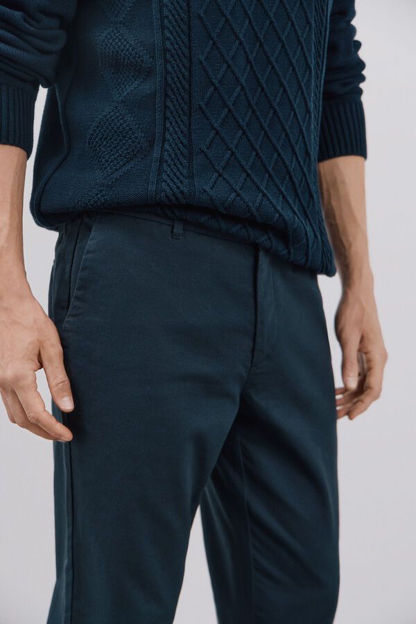 Cortefiel Pantal&oacute;n chino algod&oacute;n-lino regular fit Azul oscuro