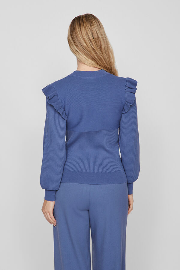 Vila Camisola de malha com folhos Azul