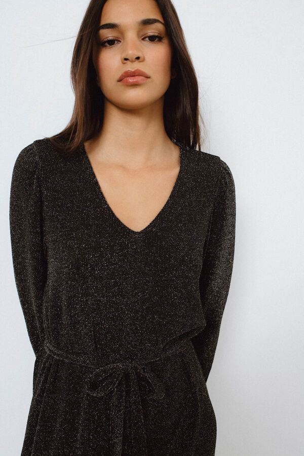 Vila Vestido curto com lurex Preto