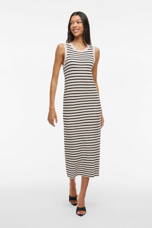 Vila Vestido midi de malha com viscose Cinzento