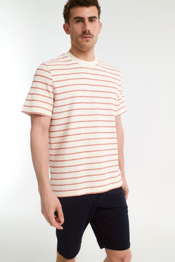 Selected Camiseta estilo camisola riscas de manga curta Vermelho