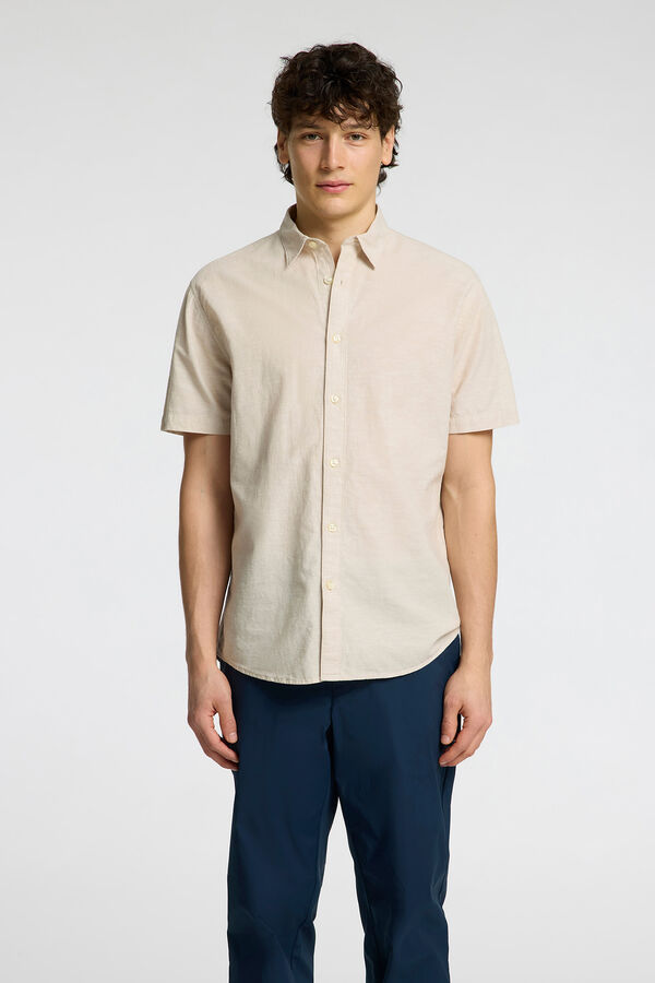 Selected Camisa de manga curta de linho Cinzento