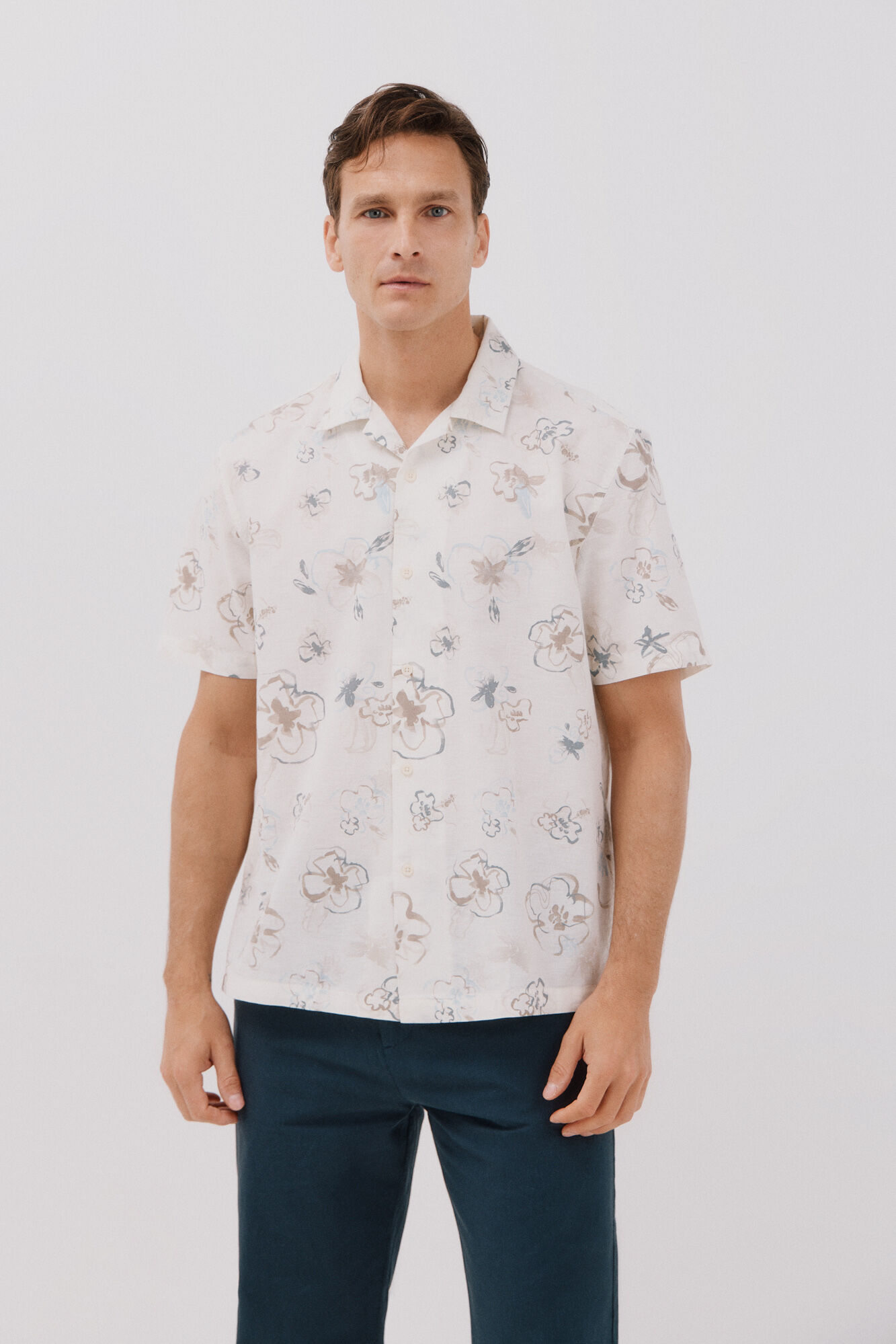 Cortefiel Camisa estampada manga corta