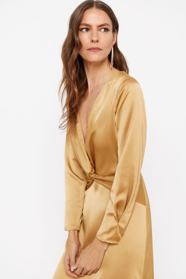 Cortefiel Vestido dourado Dourado
