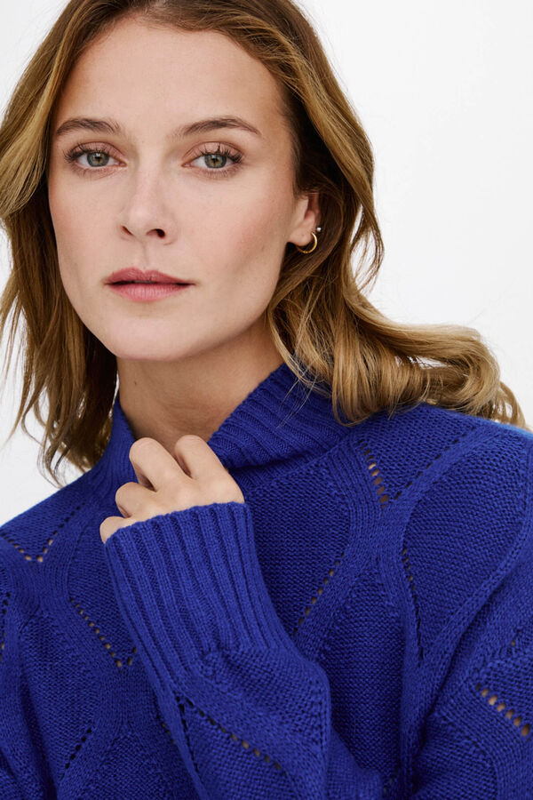 Vila Jersey punto cuello alto Azul marino