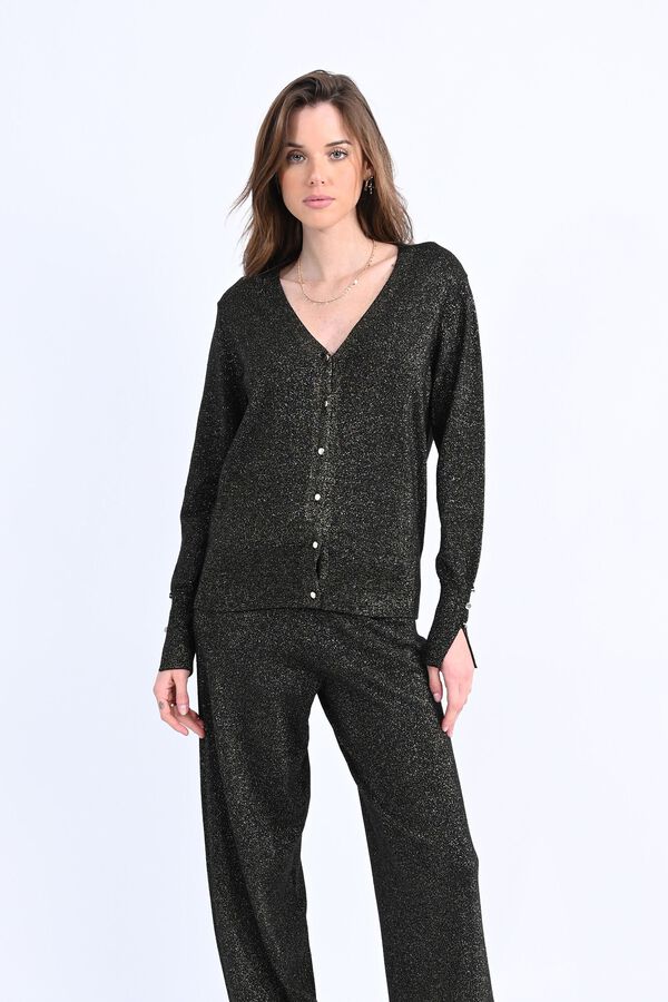 Molly Bracken Cardigan em tecido brilhante Preto