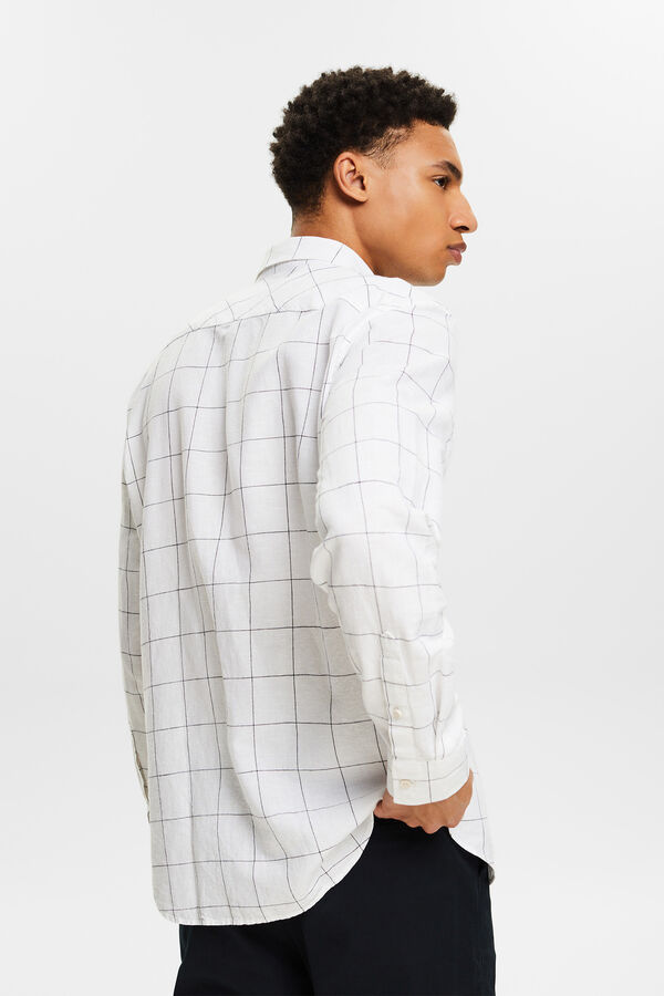 Esprit Camisa aos quadrados regular fit com linho Impress&atilde;o