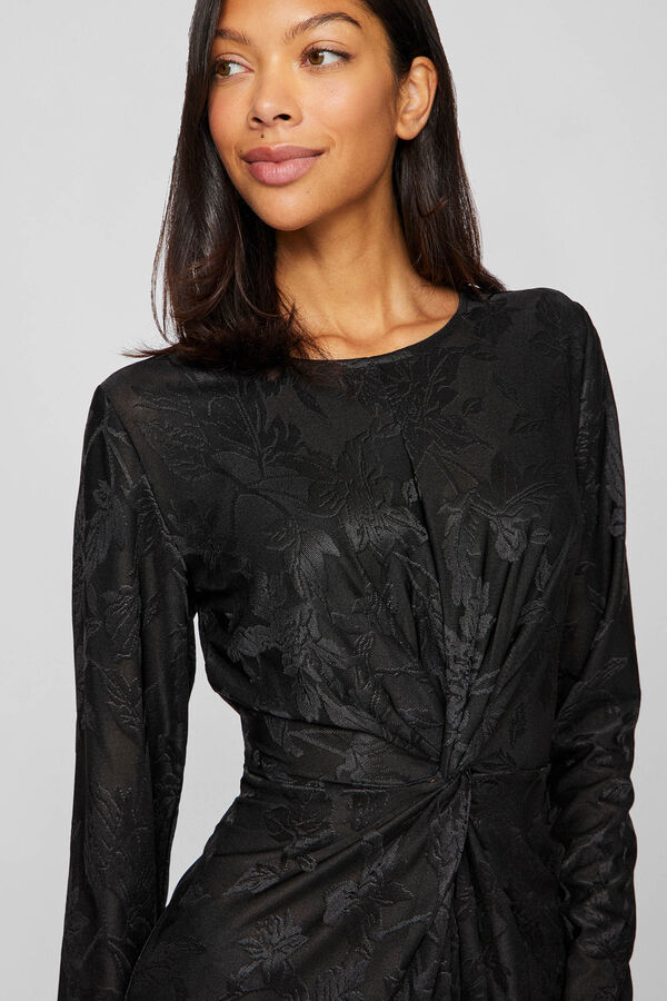 Vila Vestido midi jacquard Negro