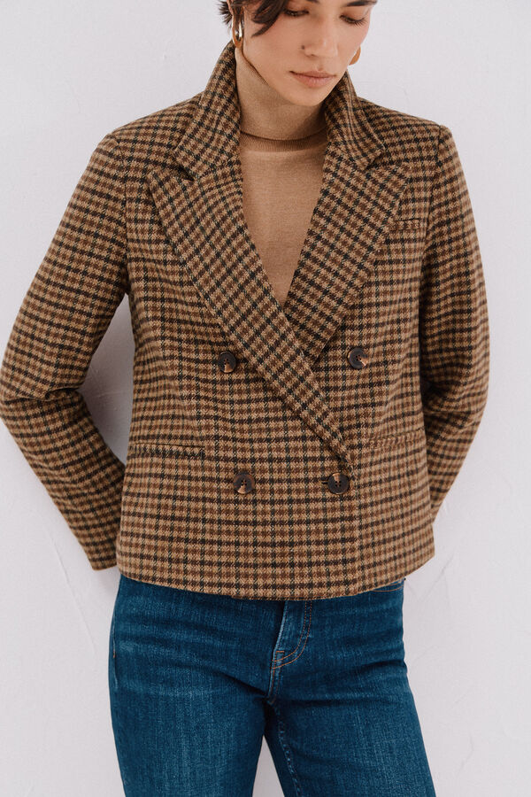 Cortefiel Blazer curto Castanho