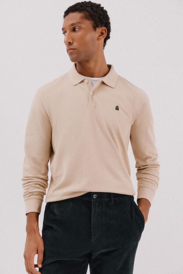 Cortefiel Polo básico manga larga Beige