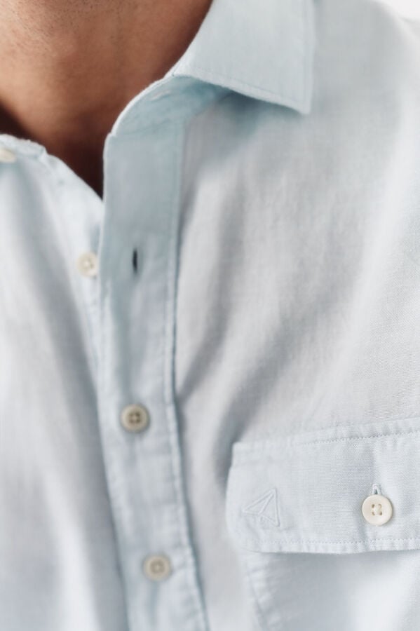 OOTO Polera lisa tejido de lino Azul