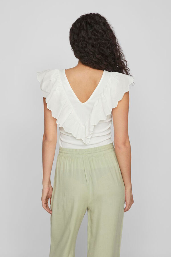 Vila Top entallado con volante Blanco