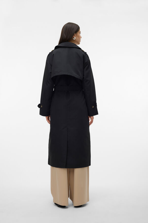 Vero Moda Gabardina longo b&aacute;sico Preto