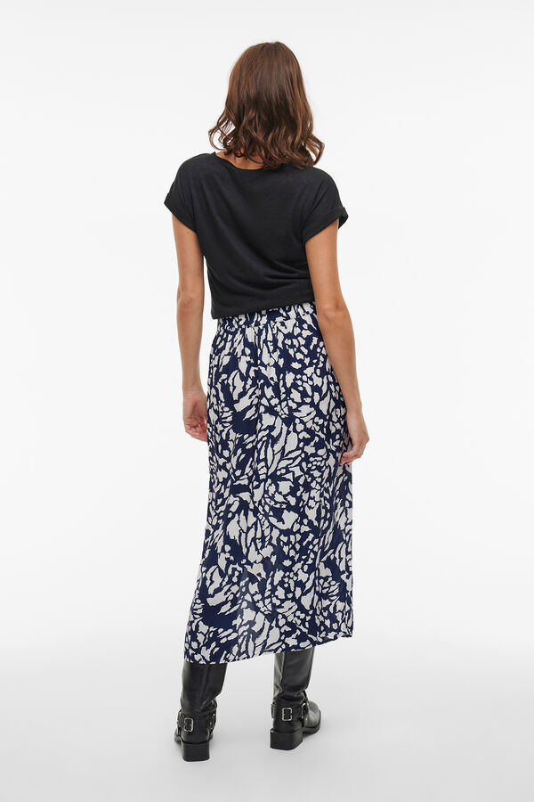 Vila Falda midi estampada Azul marino