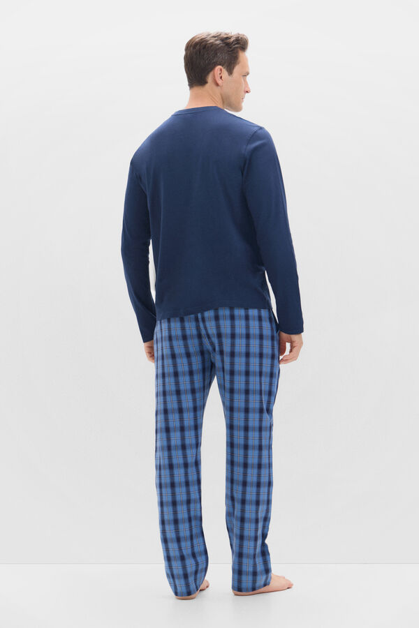 Cortefiel Set de pijama punto y tela Azul