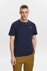 Esprit Camisola b&aacute;sica algod&atilde;o regular fit pequeno logo Azul