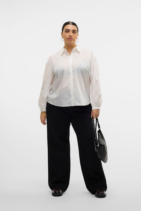 Vero Moda Curve Camisa b&aacute;sica bordada plus size Branco