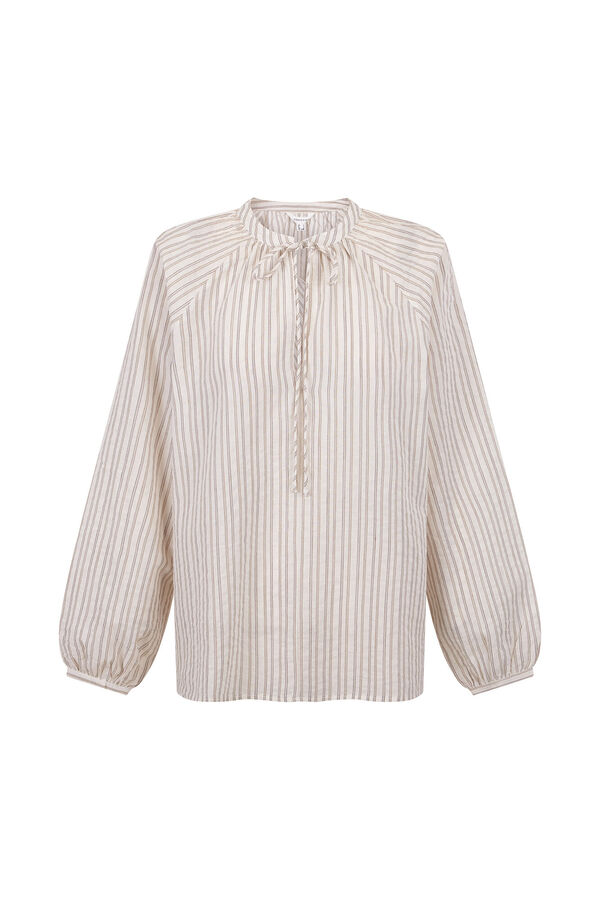 Cortefiel Blusa rayas cordon Marfil