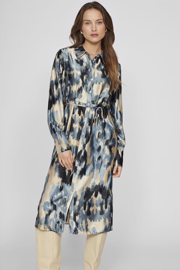 Vila Vestido midi satinado Gris