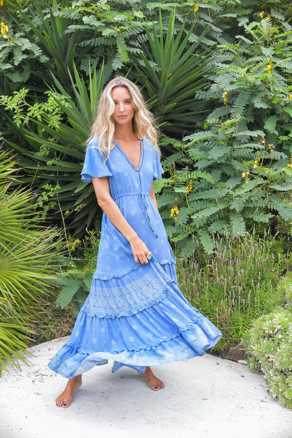 Jaase Vestido comprido fluido Azul