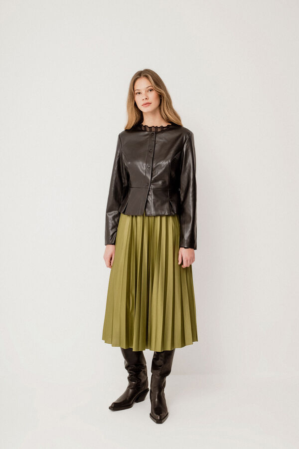 Vila Chaqueta polipiel con peplum Negro