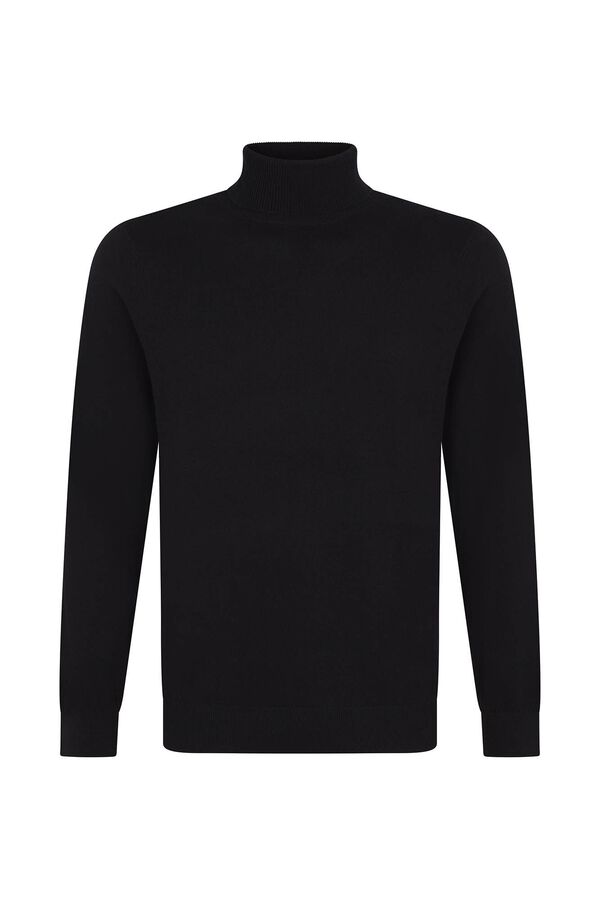 Cortefiel Camisola algod&atilde;o caxemira gola alta  Preto