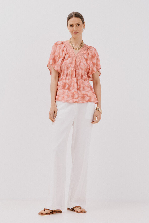Cortefiel Blusa escote pico Multicolor