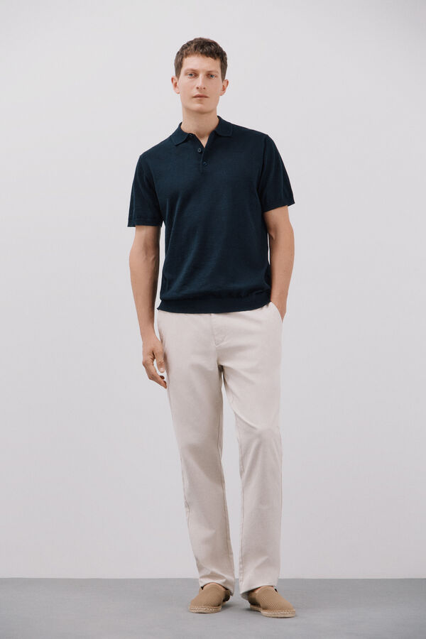 Cortefiel Su&eacute;ter polo de algod&atilde;o manga manga curta Azul