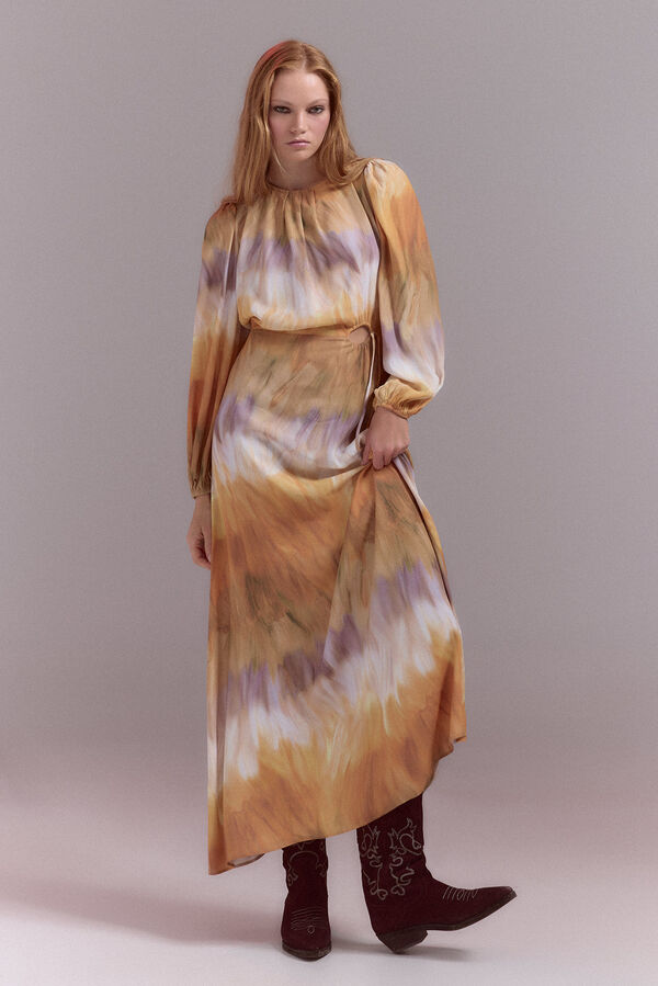 Slowlove Vestido recto con abertura Multicolor