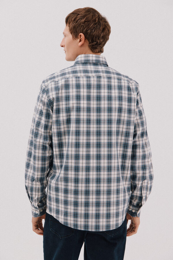 Cortefiel Camisa xadrez popelina Azul