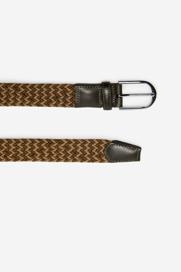 Cortefiel Cinturón trenzado textil Kaki