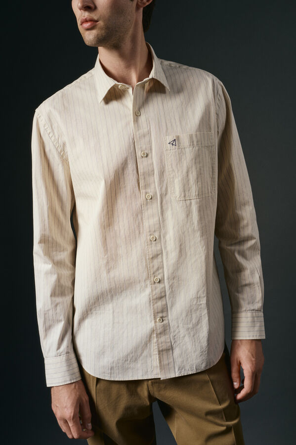 OOTO Camisa rayas estructura Marfil
