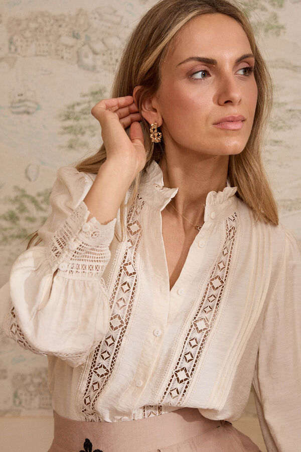 Pol&iacute;n Et Moi Camisa bordados Cassie Beige